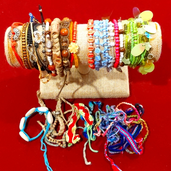 None Jewelry - 4 for $50 Large Mixed Lot of String and Bead Bracelets